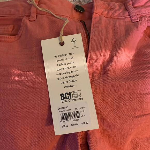 BOGO FREE! FAT FACE Womens Cotton Denim Shorts DEEP BERRY Sz 4 NWT - Picture 6 of 11
